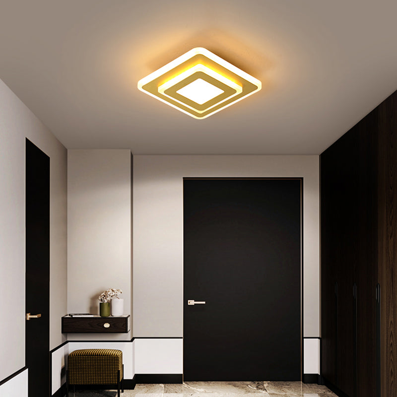 Gold Plated Geometrical Ceiling Light Modern LED Acrylic Flush Mount Light for Hallway Clearhalo 'Ceiling Lights' 'Close To Ceiling Lights' 'Close to ceiling' 'Flush mount' Lighting' 2423561