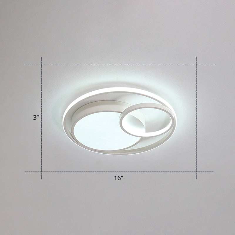 Circular Led Flush Mount Light Fixture Contemporary Acrylic Bedroom Ceiling Lamp White 16" Clearhalo 'Ceiling Lights' 'Close To Ceiling Lights' 'Close to ceiling' 'Flush mount' Lighting' 2423563