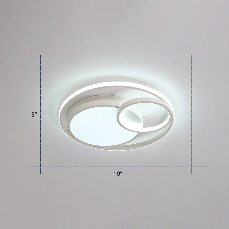 Circular Led Flush Mount Light Fixture Contemporary Acrylic Bedroom Ceiling Lamp White 19" Clearhalo 'Ceiling Lights' 'Close To Ceiling Lights' 'Close to ceiling' 'Flush mount' Lighting' 2423564