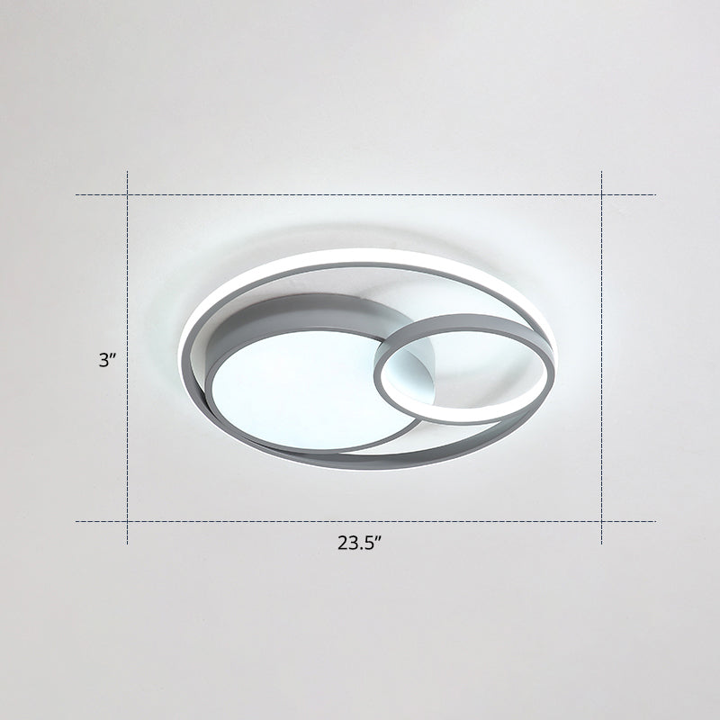 Circular Led Flush Mount Light Fixture Contemporary Acrylic Bedroom Ceiling Lamp Grey 23.5" Clearhalo 'Ceiling Lights' 'Close To Ceiling Lights' 'Close to ceiling' 'Flush mount' Lighting' 2423573