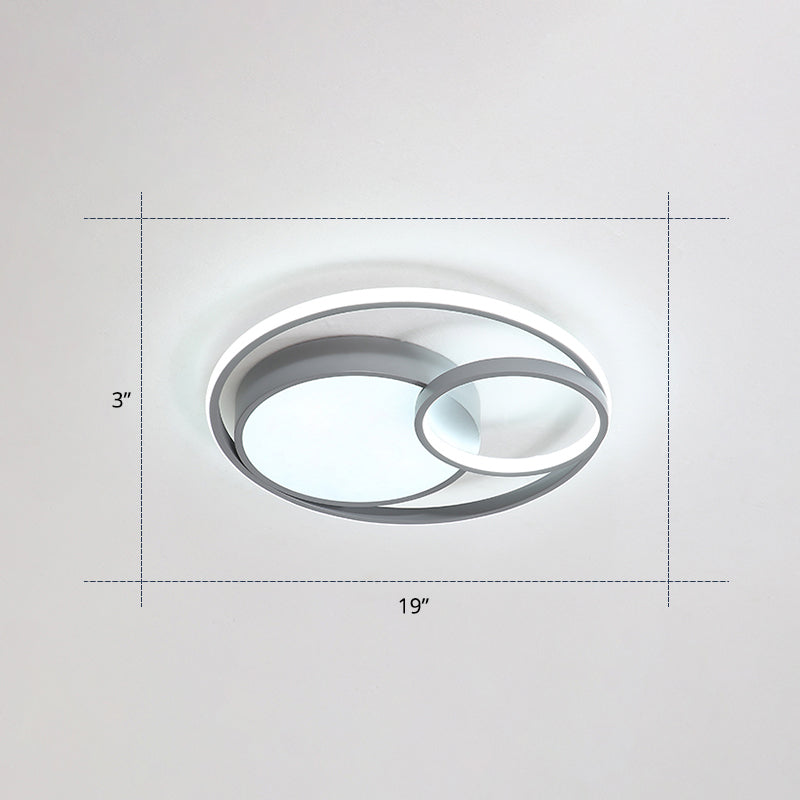 Circular Led Flush Mount Light Fixture Contemporary Acrylic Bedroom Ceiling Lamp Grey 19" Clearhalo 'Ceiling Lights' 'Close To Ceiling Lights' 'Close to ceiling' 'Flush mount' Lighting' 2423574