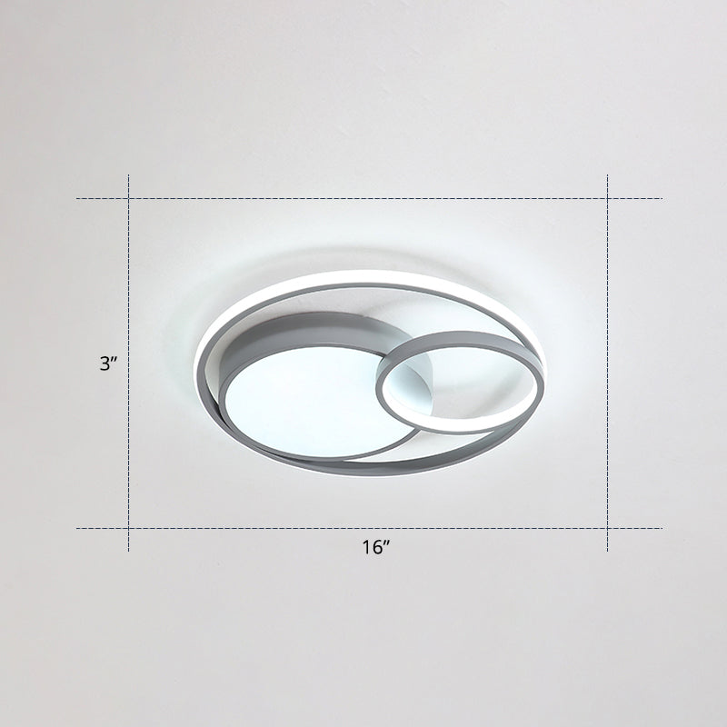 Circular Led Flush Mount Light Fixture Contemporary Acrylic Bedroom Ceiling Lamp Grey 16" Clearhalo 'Ceiling Lights' 'Close To Ceiling Lights' 'Close to ceiling' 'Flush mount' Lighting' 2423575