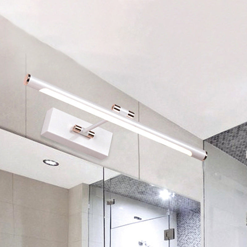 Black/White Tubed Vanity Wall Sconce Contemporary LED Acrylic Wall Lamp for Bathroom, 16.5"/18" Wide White Clearhalo 'Cast Iron' 'Glass' 'Industrial' 'Modern wall lights' 'Modern' 'Tiffany' 'Traditional wall lights' 'Vanity Lights' 'Wall Lights' Lighting' 242358