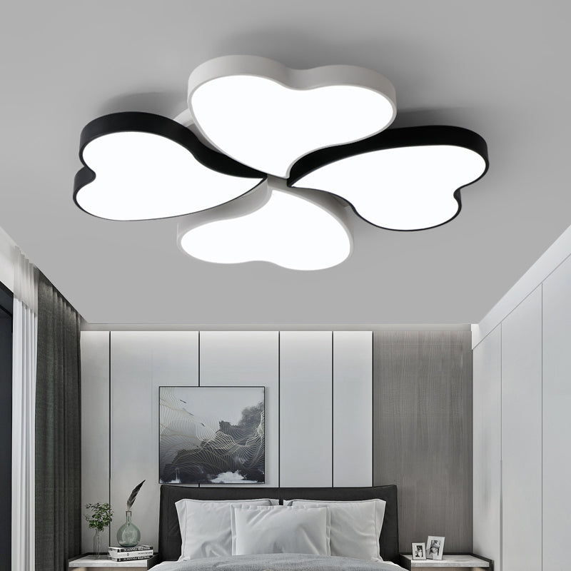 Black-White Clover Shaped Flush Mount Lighting Nordic LED Metal Ceiling Fixture for Bedroom Clearhalo 'Ceiling Lights' 'Close To Ceiling Lights' 'Close to ceiling' 'Flush mount' Lighting' 2423589
