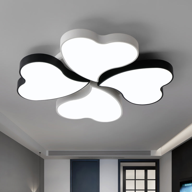 Black-White Clover Shaped Flush Mount Lighting Nordic LED Metal Ceiling Fixture for Bedroom Clearhalo 'Ceiling Lights' 'Close To Ceiling Lights' 'Close to ceiling' 'Flush mount' Lighting' 2423594