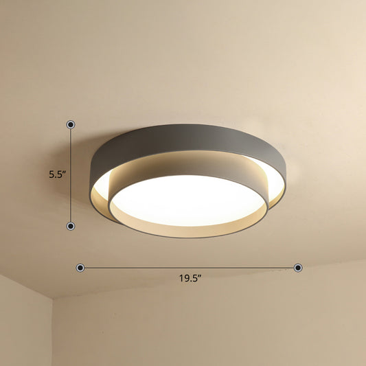 Metal 2-Layer Flush Mount Ceiling Light Fixture Nordic LED Flushmount Lighting for Bedroom Grey 19.5" Warm Clearhalo 'Ceiling Lights' 'Close To Ceiling Lights' 'Close to ceiling' 'Flush mount' Lighting' 2423613