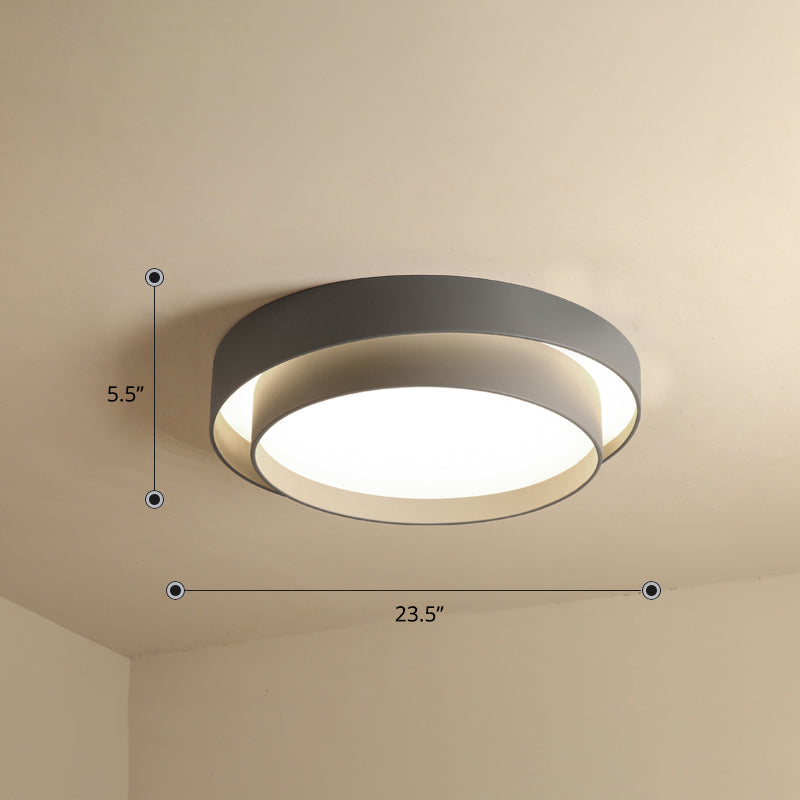 Metal 2-Layer Flush Mount Ceiling Light Fixture Nordic LED Flushmount Lighting for Bedroom Grey 23.5" Third Gear Clearhalo 'Ceiling Lights' 'Close To Ceiling Lights' 'Close to ceiling' 'Flush mount' Lighting' 2423618