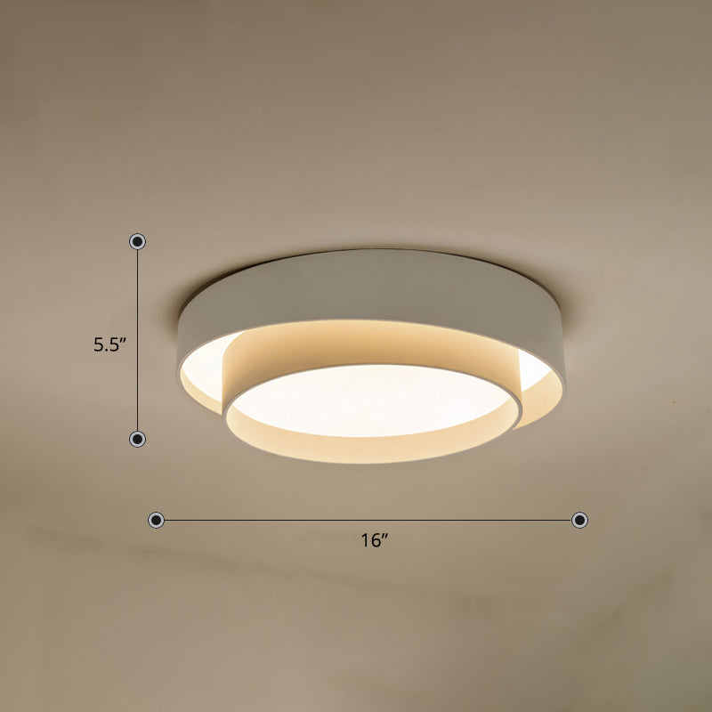 Metal 2-Layer Flush Mount Ceiling Light Fixture Nordic LED Flushmount Lighting for Bedroom White 16" Warm Clearhalo 'Ceiling Lights' 'Close To Ceiling Lights' 'Close to ceiling' 'Flush mount' Lighting' 2423621