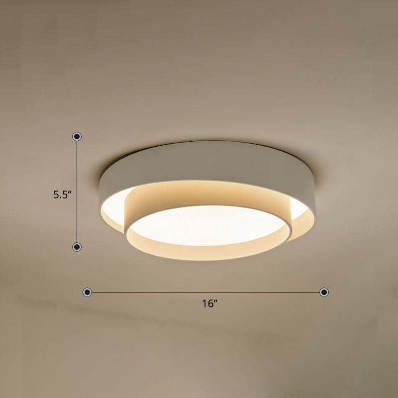 Metal 2-Layer Flush Mount Ceiling Light Fixture Nordic LED Flushmount Lighting for Bedroom White 16" Third Gear Clearhalo 'Ceiling Lights' 'Close To Ceiling Lights' 'Close to ceiling' 'Flush mount' Lighting' 2423622