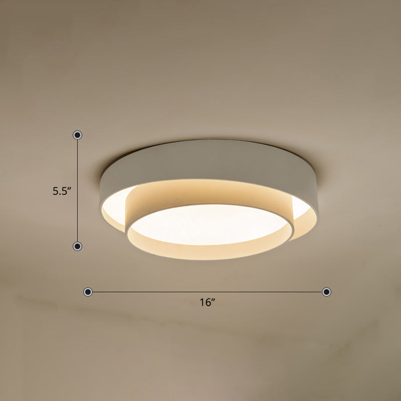 Metal 2-Layer Flush Mount Ceiling Light Fixture Nordic LED Flushmount Lighting for Bedroom White 16" Remote Control Stepless Dimming Clearhalo 'Ceiling Lights' 'Close To Ceiling Lights' 'Close to ceiling' 'Flush mount' Lighting' 2423623