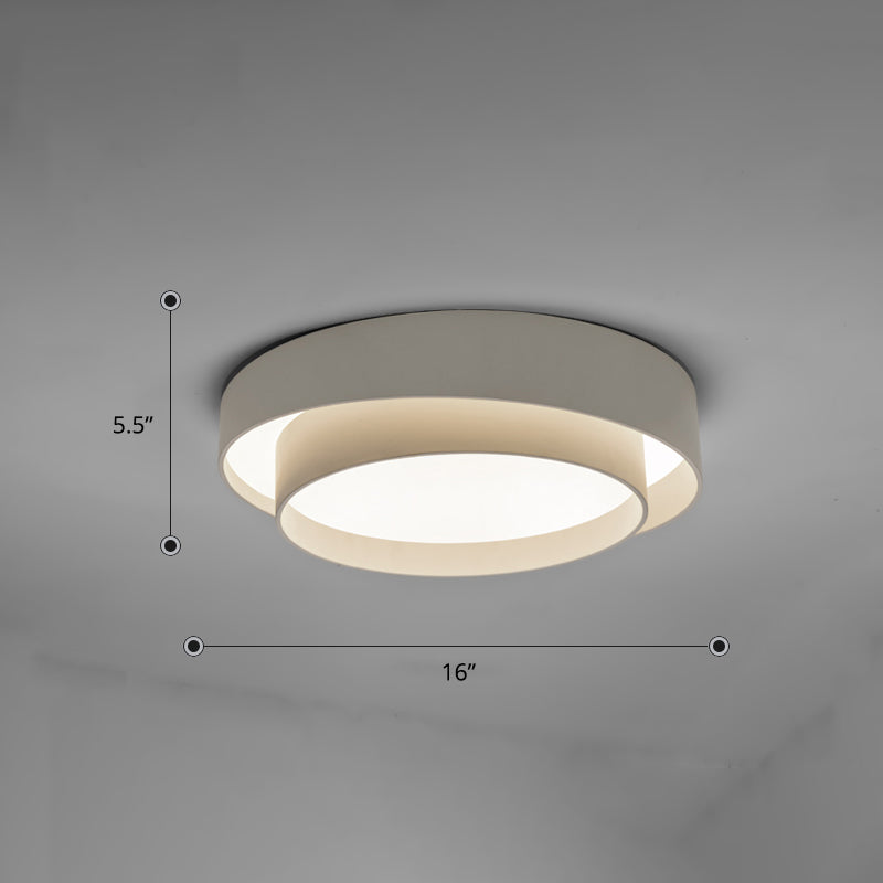 Metal 2-Layer Flush Mount Ceiling Light Fixture Nordic LED Flushmount Lighting for Bedroom White 16" White Clearhalo 'Ceiling Lights' 'Close To Ceiling Lights' 'Close to ceiling' 'Flush mount' Lighting' 2423624