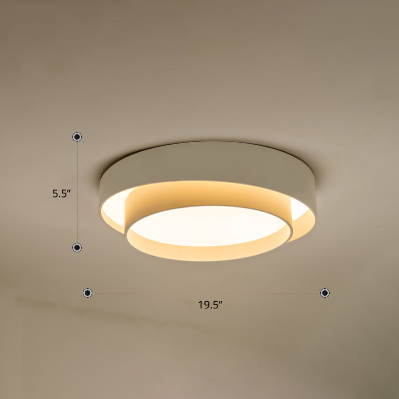 Metal 2-Layer Flush Mount Ceiling Light Fixture Nordic LED Flushmount Lighting for Bedroom White 19.5" Warm Clearhalo 'Ceiling Lights' 'Close To Ceiling Lights' 'Close to ceiling' 'Flush mount' Lighting' 2423625