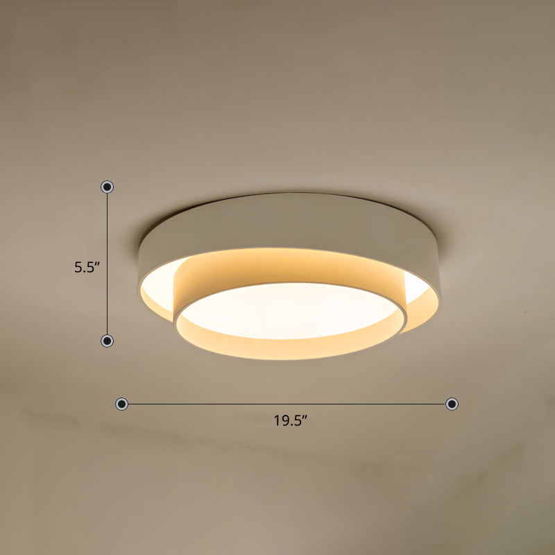 Metal 2-Layer Flush Mount Ceiling Light Fixture Nordic LED Flushmount Lighting for Bedroom White 19.5" Third Gear Clearhalo 'Ceiling Lights' 'Close To Ceiling Lights' 'Close to ceiling' 'Flush mount' Lighting' 2423626