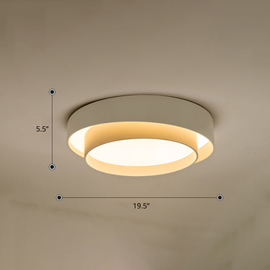 Metal 2-Layer Flush Mount Ceiling Light Fixture Nordic LED Flushmount Lighting for Bedroom White 19.5" Remote Control Stepless Dimming Clearhalo 'Ceiling Lights' 'Close To Ceiling Lights' 'Close to ceiling' 'Flush mount' Lighting' 2423627