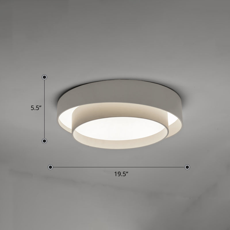Metal 2-Layer Flush Mount Ceiling Light Fixture Nordic LED Flushmount Lighting for Bedroom White 19.5" White Clearhalo 'Ceiling Lights' 'Close To Ceiling Lights' 'Close to ceiling' 'Flush mount' Lighting' 2423628