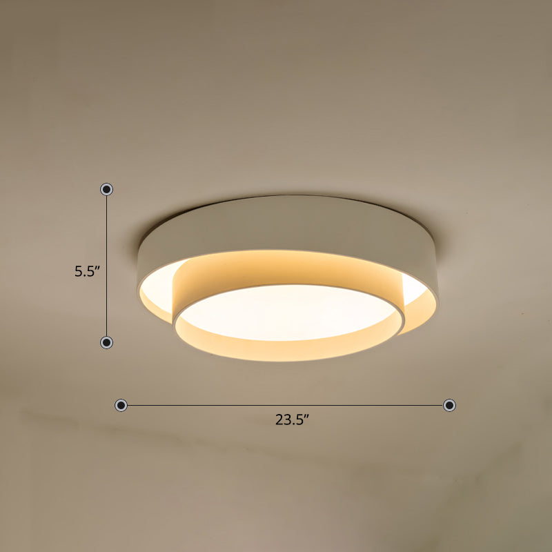 Metal 2-Layer Flush Mount Ceiling Light Fixture Nordic LED Flushmount Lighting for Bedroom White 23.5" Warm Clearhalo 'Ceiling Lights' 'Close To Ceiling Lights' 'Close to ceiling' 'Flush mount' Lighting' 2423629