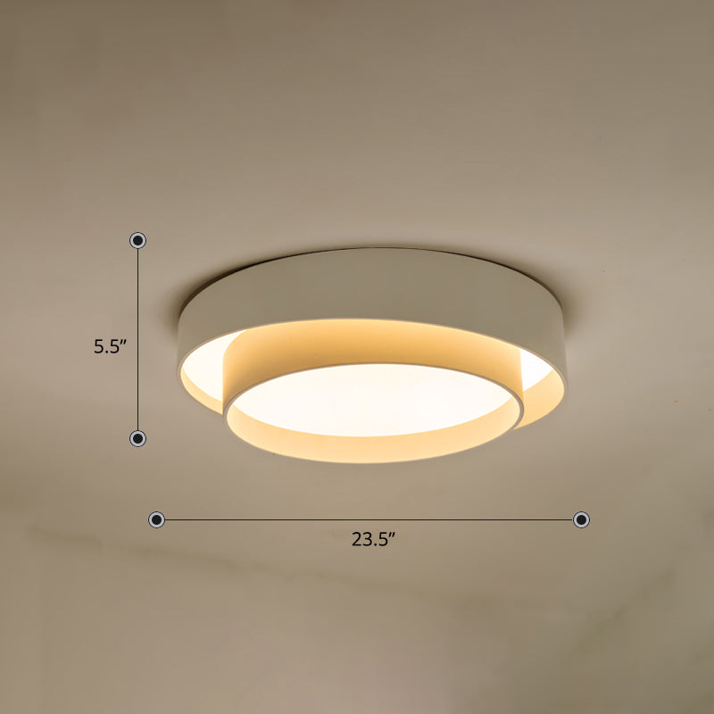 Metal 2-Layer Flush Mount Ceiling Light Fixture Nordic LED Flushmount Lighting for Bedroom White 23.5" Third Gear Clearhalo 'Ceiling Lights' 'Close To Ceiling Lights' 'Close to ceiling' 'Flush mount' Lighting' 2423630