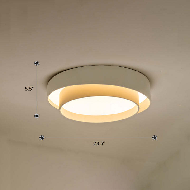 Metal 2-Layer Flush Mount Ceiling Light Fixture Nordic LED Flushmount Lighting for Bedroom White 23.5" Remote Control Stepless Dimming Clearhalo 'Ceiling Lights' 'Close To Ceiling Lights' 'Close to ceiling' 'Flush mount' Lighting' 2423631