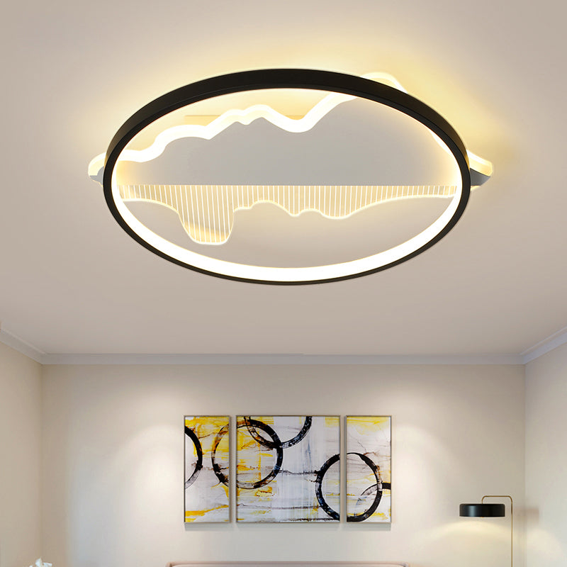 Minimalist Loop Shaped Ceiling Flush Light Modern Black Finish LED Flushmount for Bedroom Clearhalo 'Ceiling Lights' 'Close To Ceiling Lights' 'Close to ceiling' 'Flush mount' Lighting' 2423642