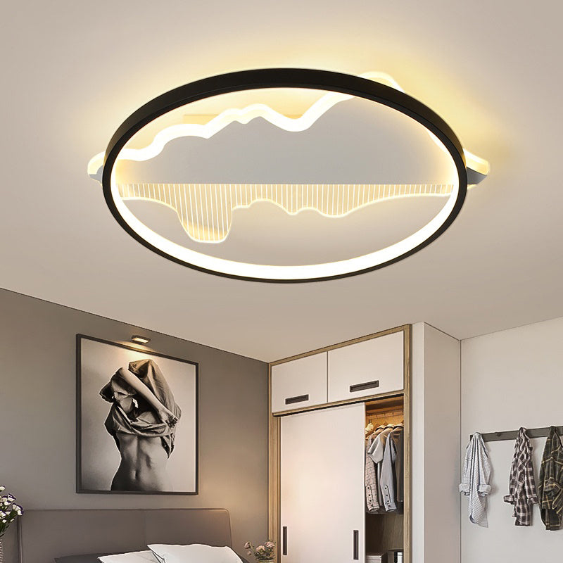Minimalist Loop Shaped Ceiling Flush Light Modern Black Finish LED Flushmount for Bedroom Clearhalo 'Ceiling Lights' 'Close To Ceiling Lights' 'Close to ceiling' 'Flush mount' Lighting' 2423645