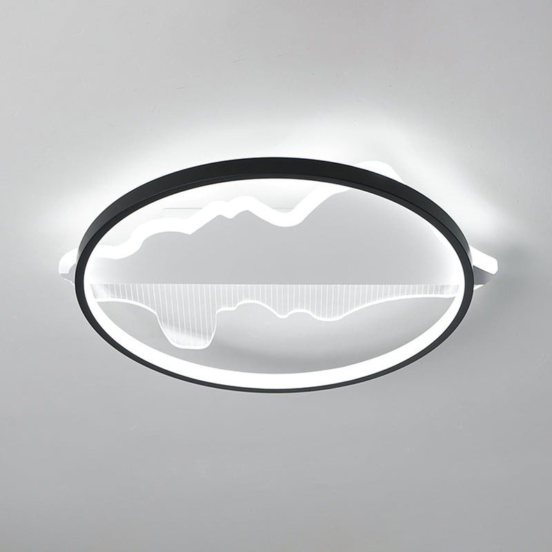 Minimalist Loop Shaped Ceiling Flush Light Modern Black Finish LED Flushmount for Bedroom Black Third Gear Clearhalo 'Ceiling Lights' 'Close To Ceiling Lights' 'Close to ceiling' 'Flush mount' Lighting' 2423646