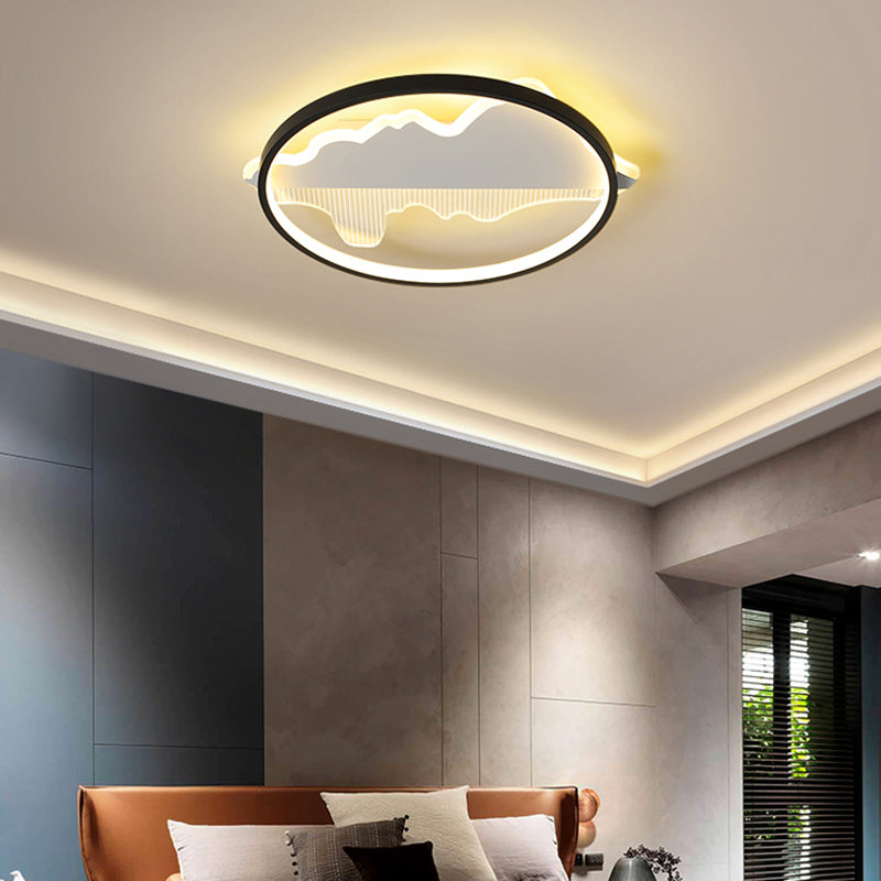 Minimalist Loop Shaped Ceiling Flush Light Modern Black Finish LED Flushmount for Bedroom Clearhalo 'Ceiling Lights' 'Close To Ceiling Lights' 'Close to ceiling' 'Flush mount' Lighting' 2423647