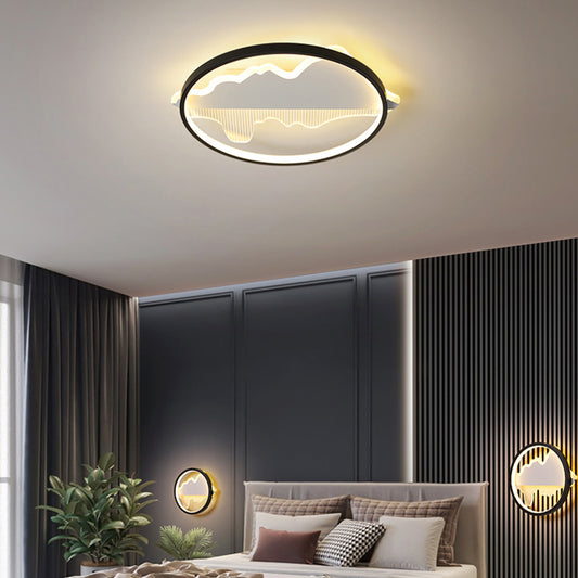 Minimalist Loop Shaped Ceiling Flush Light Modern Black Finish LED Flushmount for Bedroom Clearhalo 'Ceiling Lights' 'Close To Ceiling Lights' 'Close to ceiling' 'Flush mount' Lighting' 2423649