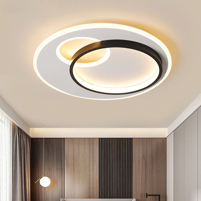 Halo Metal Flush Ceiling Light Fixture Simplicity Black-White LED Flush Mount for Bedroom Clearhalo 'Ceiling Lights' 'Close To Ceiling Lights' 'Close to ceiling' 'Flush mount' Lighting' 2423656