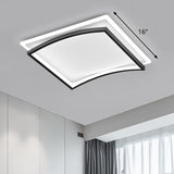 Curved Living Room Flush Mount Lighting Metal Simple Style Ceiling Fixture in Black and White White 16" Clearhalo 'Ceiling Lights' 'Close To Ceiling Lights' 'Close to ceiling' 'Flush mount' Lighting' 2423664