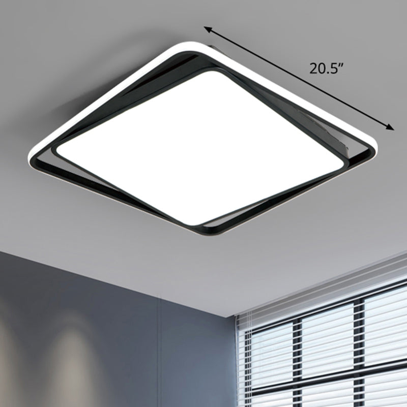 Square Led Surface Mount Ceiling Light Nordic Acrylic Black Flushmount Light for Bedroom Black 20.5" Clearhalo 'Ceiling Lights' 'Close To Ceiling Lights' 'Close to ceiling' 'Flush mount' Lighting' 2423674