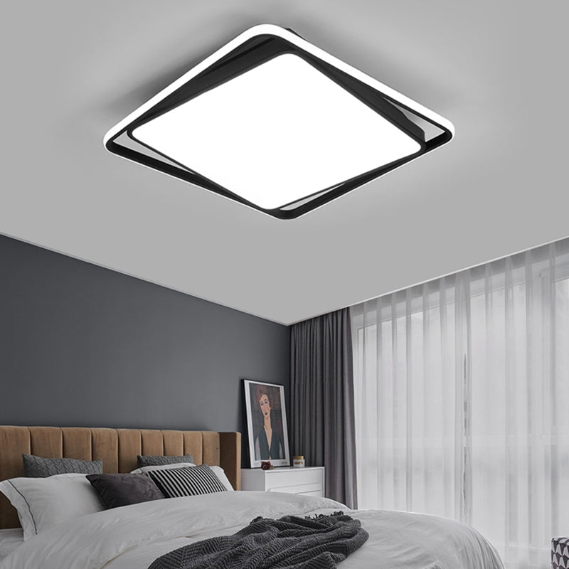Square Led Surface Mount Ceiling Light Nordic Acrylic Black Flushmount Light for Bedroom Clearhalo 'Ceiling Lights' 'Close To Ceiling Lights' 'Close to ceiling' 'Flush mount' Lighting' 2423675