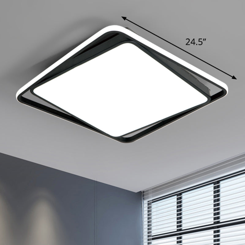 Square Led Surface Mount Ceiling Light Nordic Acrylic Black Flushmount Light for Bedroom Black 24.5" Clearhalo 'Ceiling Lights' 'Close To Ceiling Lights' 'Close to ceiling' 'Flush mount' Lighting' 2423676