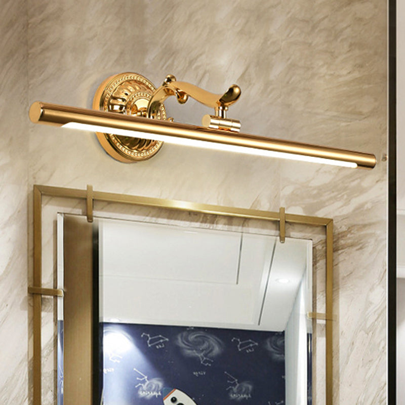 Linear Metallic Vanity Wall Light Modernist Style 16"/21.5" Wide LED Brass/Gold Finish Wall Mount Lighting over Mirror Gold Clearhalo 'Cast Iron' 'Glass' 'Industrial' 'Modern wall lights' 'Modern' 'Tiffany' 'Traditional wall lights' 'Vanity Lights' 'Wall Lights' Lighting' 242370