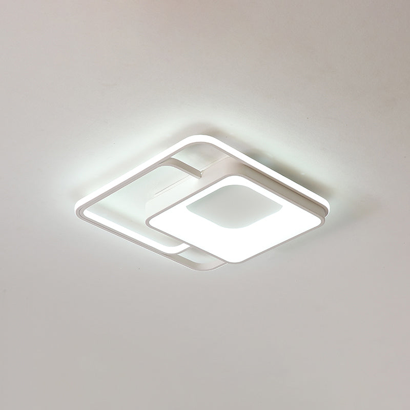 Square Flush Mount LED Light Minimalistic Acrylic Bedroom Ceiling Mount Lamp in White White 16" White Clearhalo 'Ceiling Lights' 'Close To Ceiling Lights' 'Close to ceiling' 'Flush mount' Lighting' 2423707