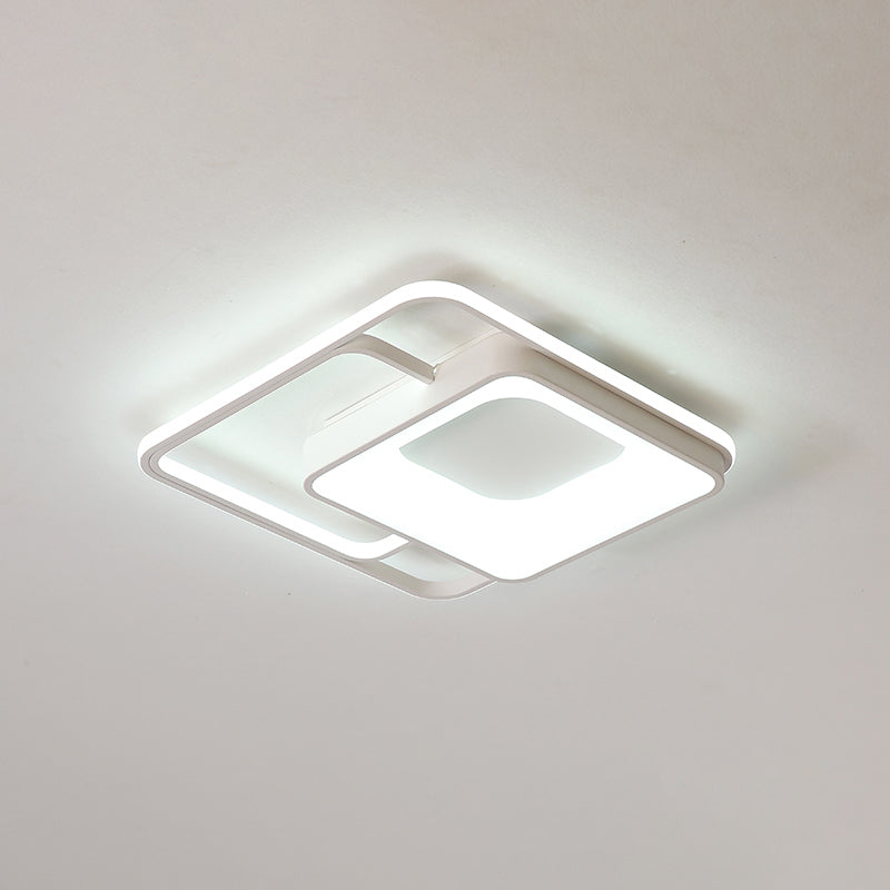 Square Flush Mount LED Light Minimalistic Acrylic Bedroom Ceiling Mount Lamp in White White 19.5" White Clearhalo 'Ceiling Lights' 'Close To Ceiling Lights' 'Close to ceiling' 'Flush mount' Lighting' 2423710