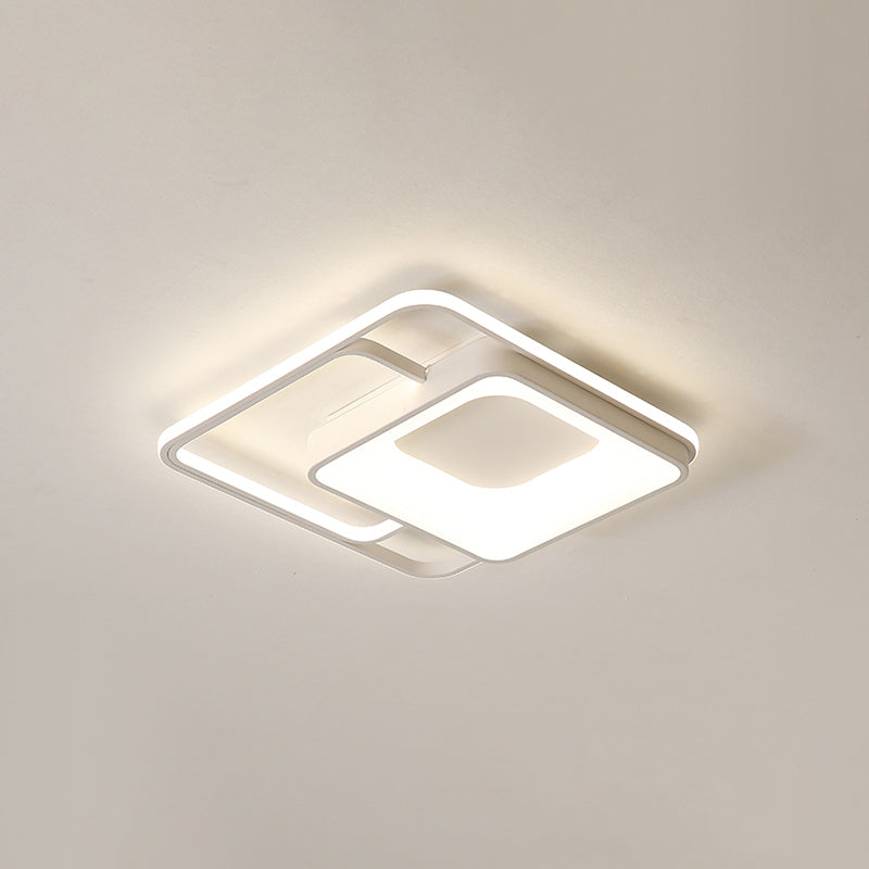 Square Flush Mount LED Light Minimalistic Acrylic Bedroom Ceiling Mount Lamp in White White 16" Third Gear Clearhalo 'Ceiling Lights' 'Close To Ceiling Lights' 'Close to ceiling' 'Flush mount' Lighting' 2423711