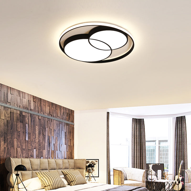 Nordic LED Flush Mount Ceiling Fixture Round Flushmount Lighting with Acrylic Shade Black Remote Control Stepless Dimming Clearhalo 'Ceiling Lights' 'Close To Ceiling Lights' 'Close to ceiling' 'Flush mount' Lighting' 2423713