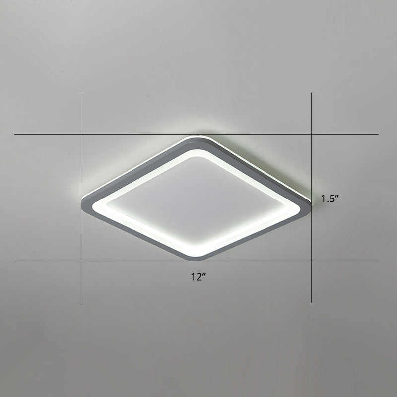 Grey Super Thin Ceiling Fixture Nordic Metal Surface Mounted Led Ceiling Light for Living Room Grey 12" Clearhalo 'Ceiling Lights' 'Close To Ceiling Lights' 'Close to ceiling' 'Flush mount' Lighting' 2423725