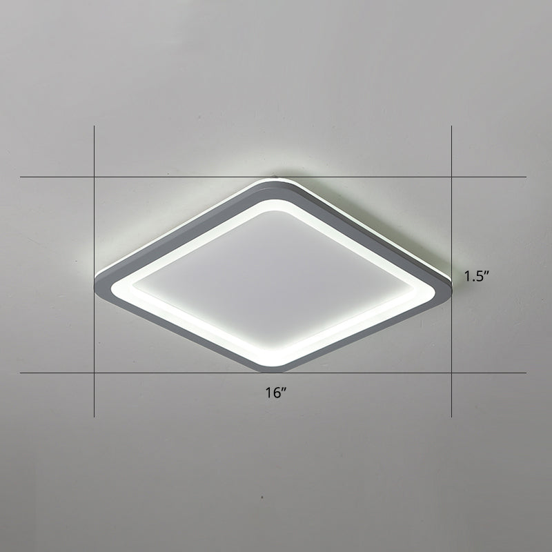Grey Super Thin Ceiling Fixture Nordic Metal Surface Mounted Led Ceiling Light for Living Room Grey 16" Clearhalo 'Ceiling Lights' 'Close To Ceiling Lights' 'Close to ceiling' 'Flush mount' Lighting' 2423728