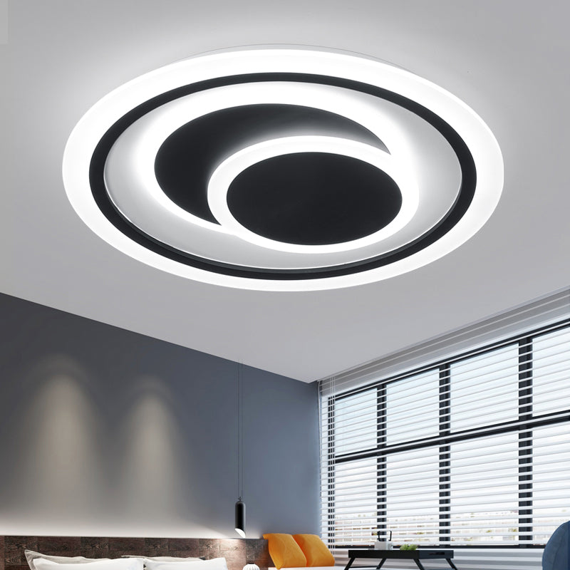 Black Disk Shaped Flush Light Minimalism Metal Surface Mounted Led Ceiling Light for Bedroom Clearhalo 'Ceiling Lights' 'Close To Ceiling Lights' 'Close to ceiling' 'Flush mount' Lighting' 2423729