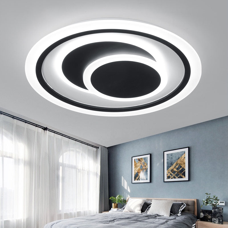 Black Disk Shaped Flush Light Minimalism Metal Surface Mounted Led Ceiling Light for Bedroom Clearhalo 'Ceiling Lights' 'Close To Ceiling Lights' 'Close to ceiling' 'Flush mount' Lighting' 2423731