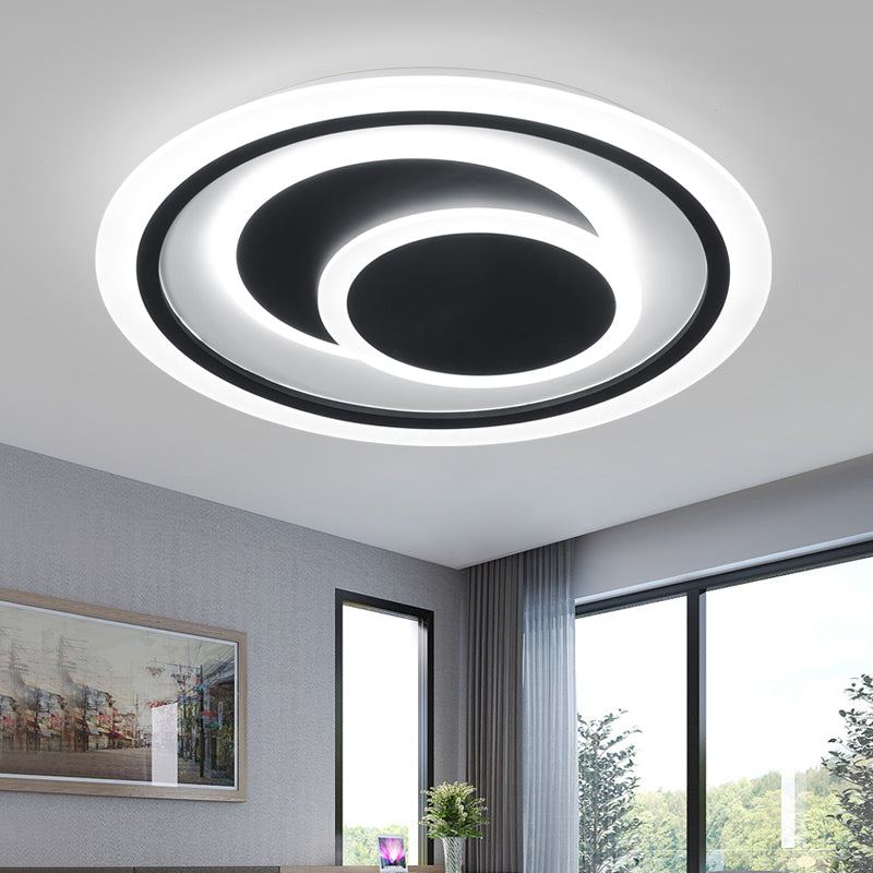 Black Disk Shaped Flush Light Minimalism Metal Surface Mounted Led Ceiling Light for Bedroom Clearhalo 'Ceiling Lights' 'Close To Ceiling Lights' 'Close to ceiling' 'Flush mount' Lighting' 2423733