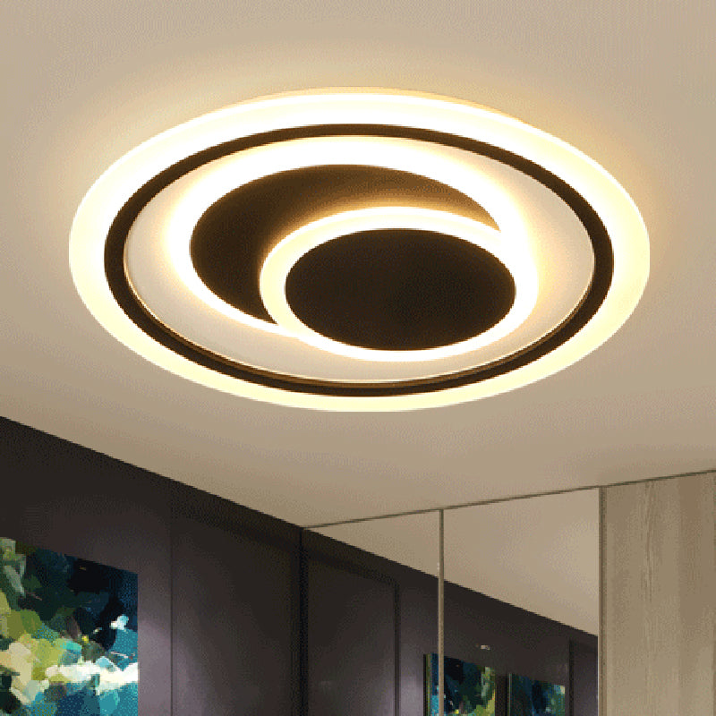 Black Disk Shaped Flush Light Minimalism Metal Surface Mounted Led Ceiling Light for Bedroom Clearhalo 'Ceiling Lights' 'Close To Ceiling Lights' 'Close to ceiling' 'Flush mount' Lighting' 2423735