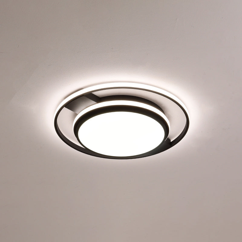 Round Acrylic LED Flushmount Lighting Nordic Black Finish Ceiling Light Fixture for Living Room Black 18" White Clearhalo 'Ceiling Lights' 'Close To Ceiling Lights' 'Close to ceiling' 'Flush mount' Lighting' 2423749