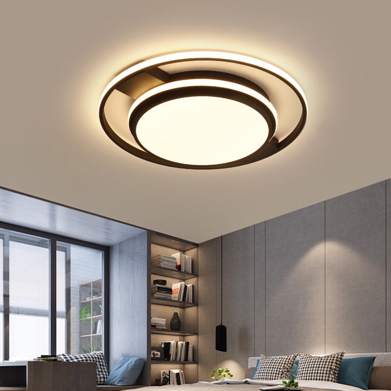 Round Acrylic LED Flushmount Lighting Nordic Black Finish Ceiling Light Fixture for Living Room Clearhalo 'Ceiling Lights' 'Close To Ceiling Lights' 'Close to ceiling' 'Flush mount' Lighting' 2423750
