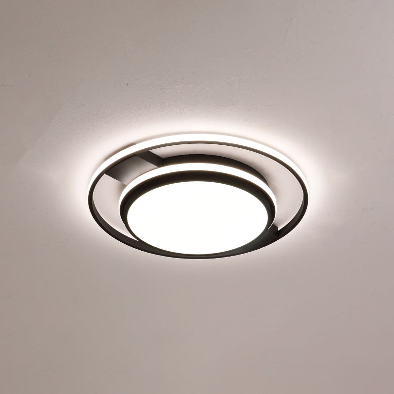 Round Acrylic LED Flushmount Lighting Nordic Black Finish Ceiling Light Fixture for Living Room Black 21.5" White Clearhalo 'Ceiling Lights' 'Close To Ceiling Lights' 'Close to ceiling' 'Flush mount' Lighting' 2423751
