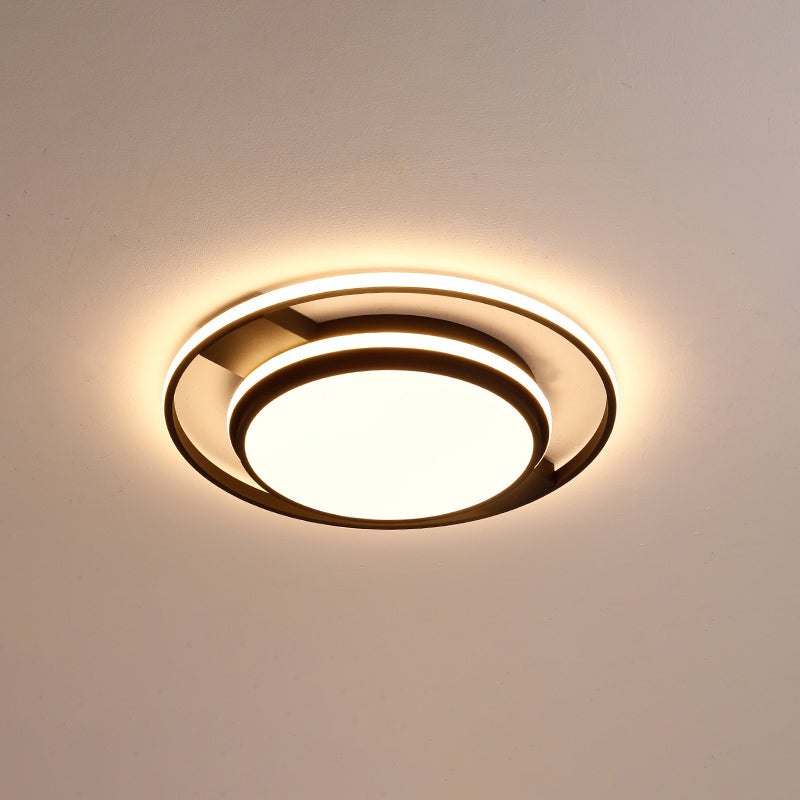 Round Acrylic LED Flushmount Lighting Nordic Black Finish Ceiling Light Fixture for Living Room Black 18" Third Gear Clearhalo 'Ceiling Lights' 'Close To Ceiling Lights' 'Close to ceiling' 'Flush mount' Lighting' 2423752