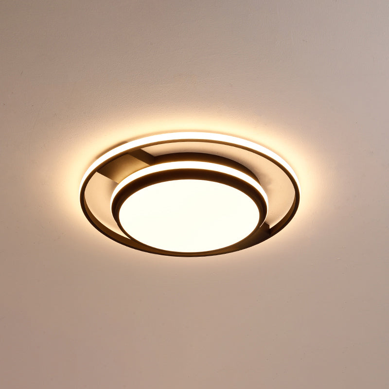 Round Acrylic LED Flushmount Lighting Nordic Black Finish Ceiling Light Fixture for Living Room Black 21.5" Third Gear Clearhalo 'Ceiling Lights' 'Close To Ceiling Lights' 'Close to ceiling' 'Flush mount' Lighting' 2423753