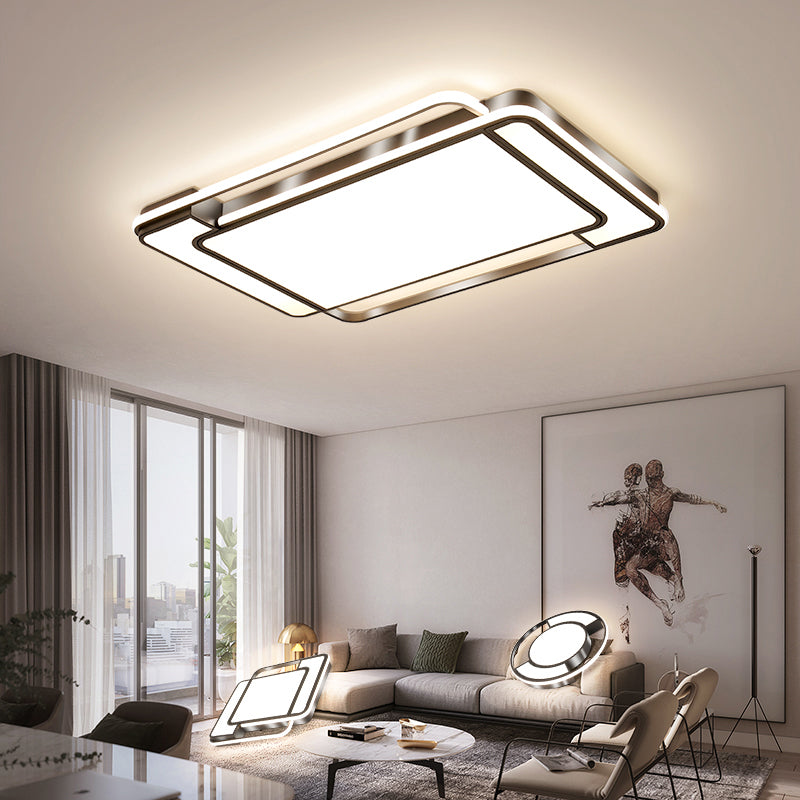 Modern Rectangular Ceiling Lamp Acrylic Living Room LED Flush Mounted Light in Black Clearhalo 'Ceiling Lights' 'Close To Ceiling Lights' 'Close to ceiling' 'Flush mount' Lighting' 2423754