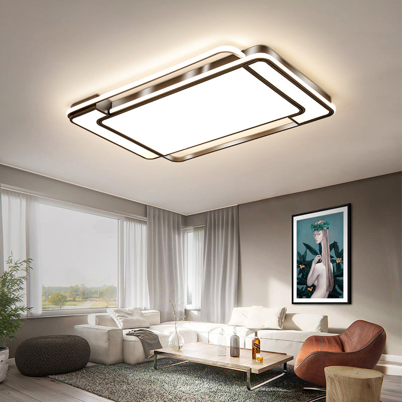 Modern Rectangular Ceiling Lamp Acrylic Living Room LED Flush Mounted Light in Black Clearhalo 'Ceiling Lights' 'Close To Ceiling Lights' 'Close to ceiling' 'Flush mount' Lighting' 2423756